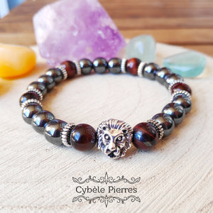 Bracelet Lion - Hématite & Oeil de Taureau (8mm) - 17cm