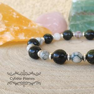 Bracelet Croissance - Serpentine et Agate Arbre (6 et 8mm) - 18cm