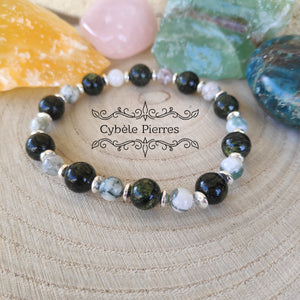 Bracelet Croissance - Serpentine et Agate Arbre (6 et 8mm) - 18cm