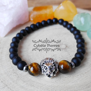 Bracelet Mufasa - Oeil de tigre & Onyx (6mme et 8mm) - 18cm