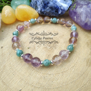 Bracelet Allégresse- Jade Vert de Chine et Amétrine (6 et 8mm)