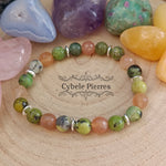 Bracelet Adversité : Pierre de lune facettée et Opale Verte (8mm) - 18cm - Cybele Pierres