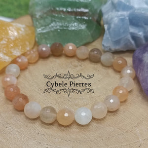 Bracelet Attachement - Pierre de lune facettée (8mm) - 17cm - Cybele Pierres