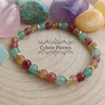 Bracelet Aufaniae - Apatite jaune, Aventurine verte et rouge (6mm) - 18cm - Cybele Pierres