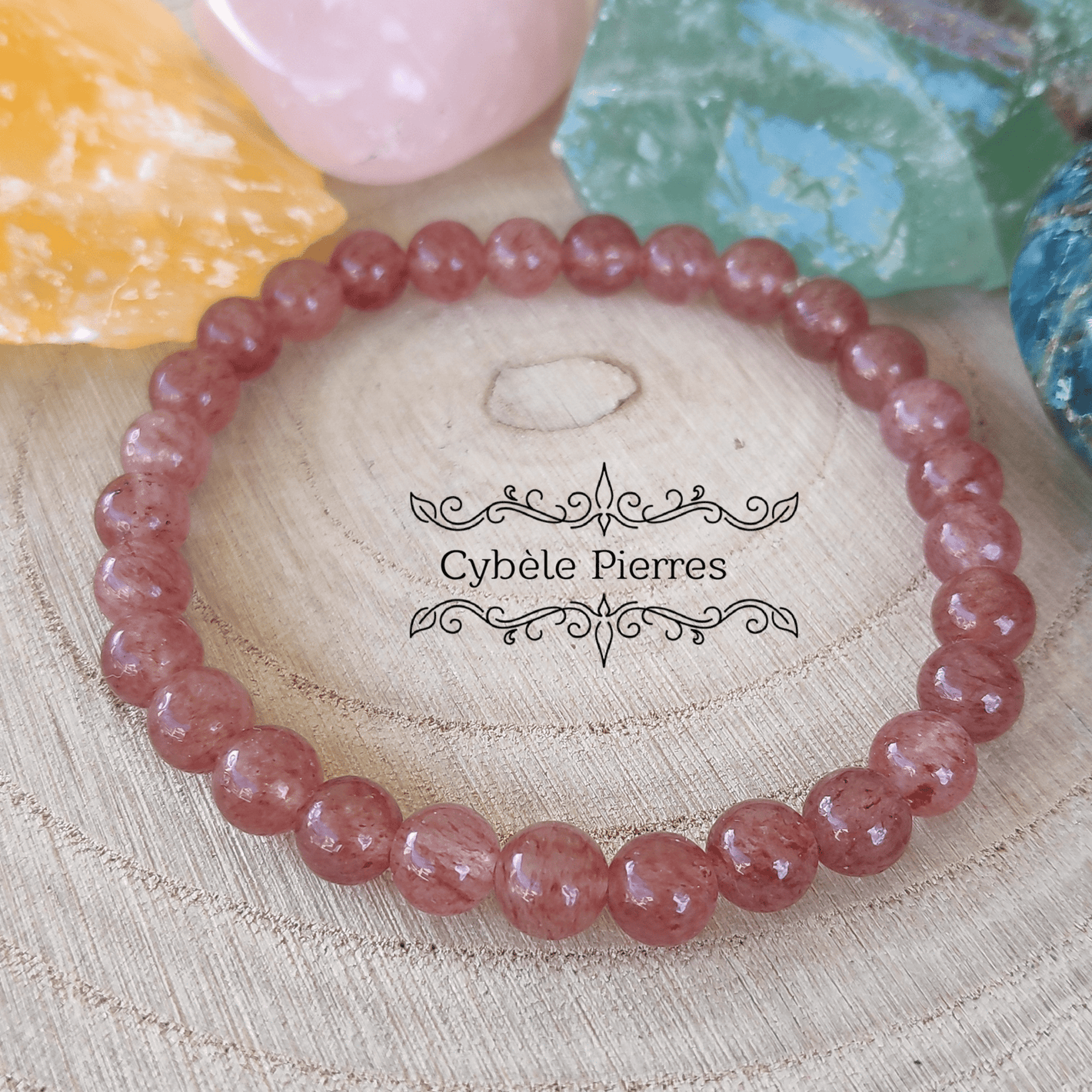 Bracelet Aventurine rouge (fraise) - (6mm) - 18cm - Cybele Pierres