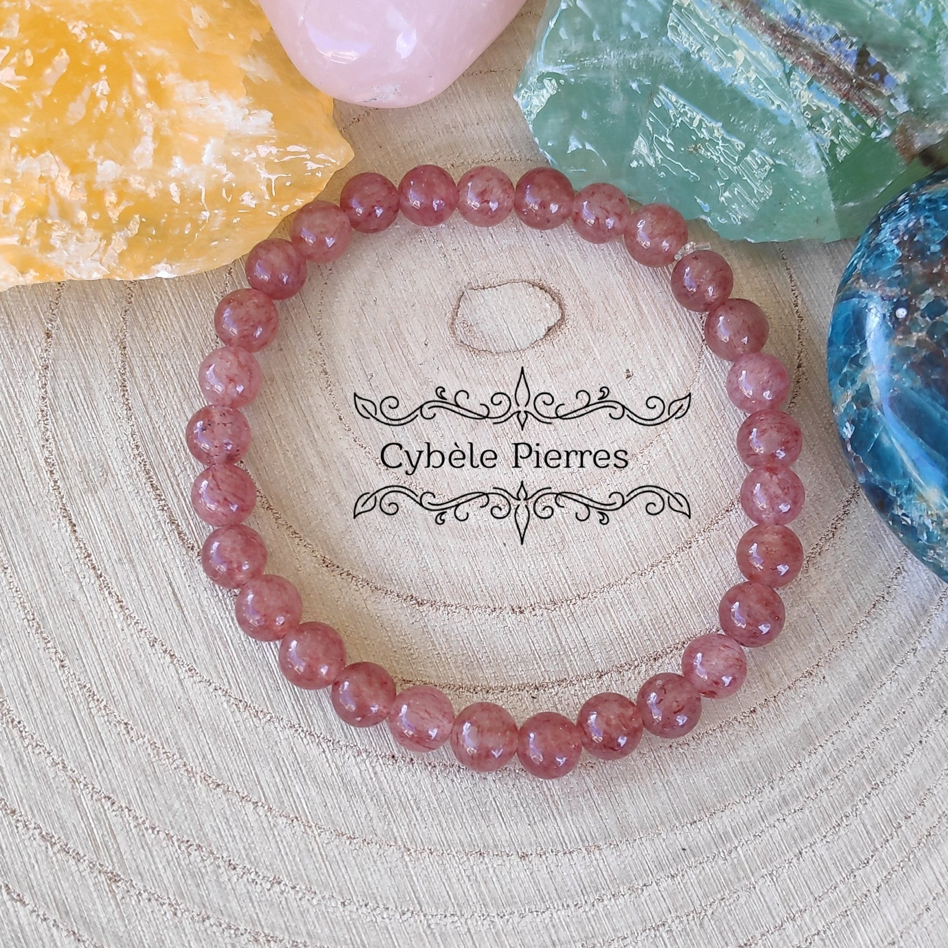 Bracelet Aventurine rouge (fraise) - (6mm) - 18cm - Cybele Pierres