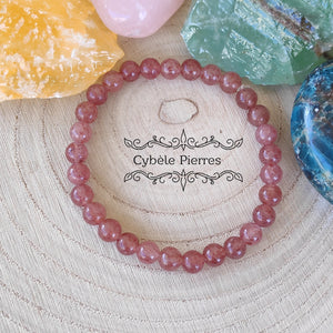 Bracelet Aventurine rouge (fraise) - (6mm) - 18cm - Cybele Pierres