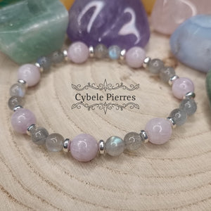 Bracelet Caresse - Kunzite et Labradorite (6 et 8mm) - 17cm - Cybele Pierres