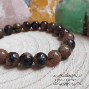 Bracelet Chiastolite - (8mm) - 18cm - Cybele Pierres