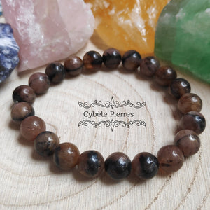 Bracelet Chiastolite - (8mm) - 18cm - Cybele Pierres