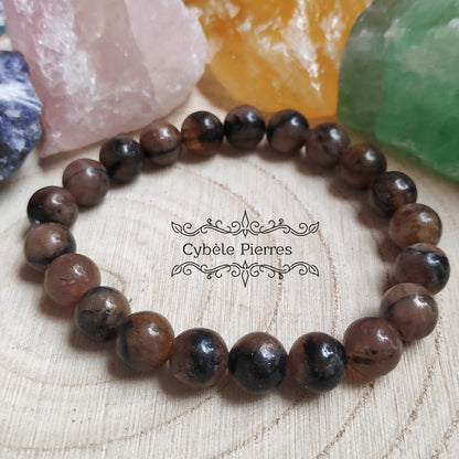 Bracelet Chiastolite - (8mm) - 18cm - Cybele Pierres