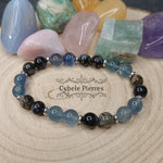 Bracelet Ciel d'orage - Fluorine bleue et Opale (8mm) - 18cm - Cybele Pierres