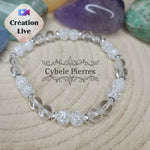 Bracelet Cristal - Cristal de roche normal et craquelé (6mm) - 17cm - Cybele Pierres
