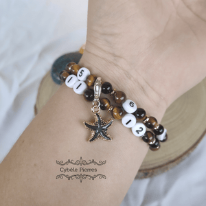 Bracelet d'Allaitement - Oeil de tigre (6mm) - 18cm (Deux tours) - Cybele Pierres