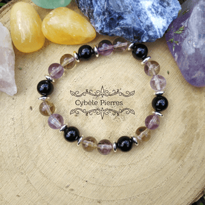Bracelet Déblocage et Paix - Spinelle et Amétrine (8mm) - 17cm - Cybele Pierres
