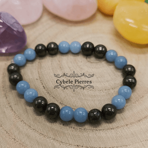 Bracelet enfant - Angélite et Pyrite (6mm) - 15cm - Cybele Pierres