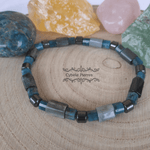 Bracelet Homme Exploration - Oeil de faucon et Apatite bleue (6 et 10mm) - 20cm - Cybele Pierres