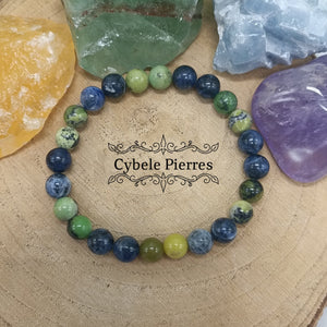 Bracelet Homme - Loyauté : Sodalite et Opale Verte (8mm) - 19cm - Cybele Pierres