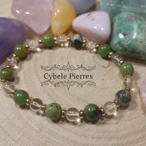 Bracelet Lemon - Opale verte et Citrine - (6 et 8mm) - 18.5cm - Cybele Pierres