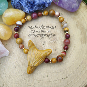 Bracelet "Loup" - Jaspe Mookaite (8mm et 6mm) - 19cm - Cybele Pierres