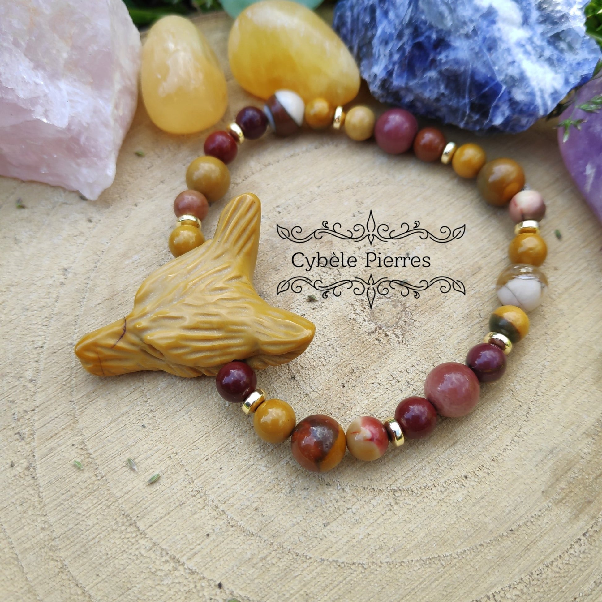Bracelet "Loup" - Jaspe Mookaite (8mm et 6mm) - 19cm - Cybele Pierres