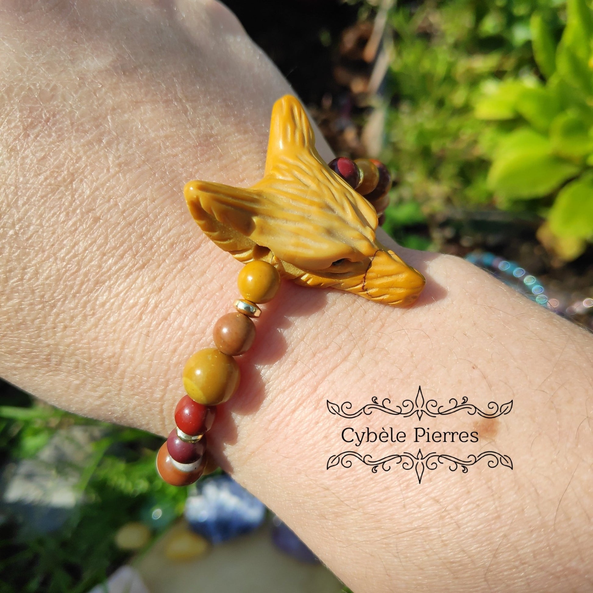 Bracelet "Loup" - Jaspe Mookaite (8mm et 6mm) - 19cm - Cybele Pierres