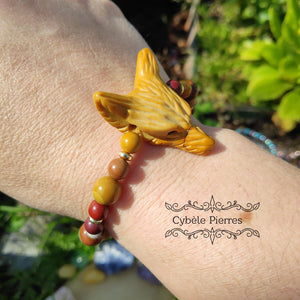 Bracelet "Loup" - Jaspe Mookaite (8mm et 6mm) - 19cm - Cybele Pierres