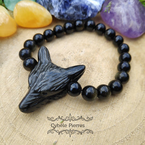 Bracelet "Loup" - Obsidienne Dorée (8mm) - 17.5cm - Cybele Pierres
