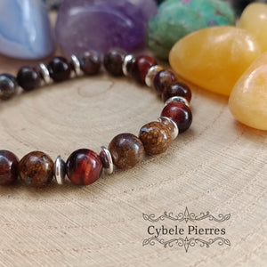 Bracelet Maitrise - Oeil de taureau et Piétersite (8mm) - 17cm - Cybele Pierres
