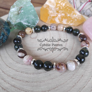 Bracelet "Mieux se comprendre" - Jaspe Zèbre et Serpentine (8mm) - 19cm - Cybele Pierres