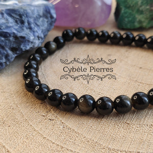 Bracelet Obsidienne Dorée (6mm) – 18 cm | Patience et Transformation - Cybele Pierres