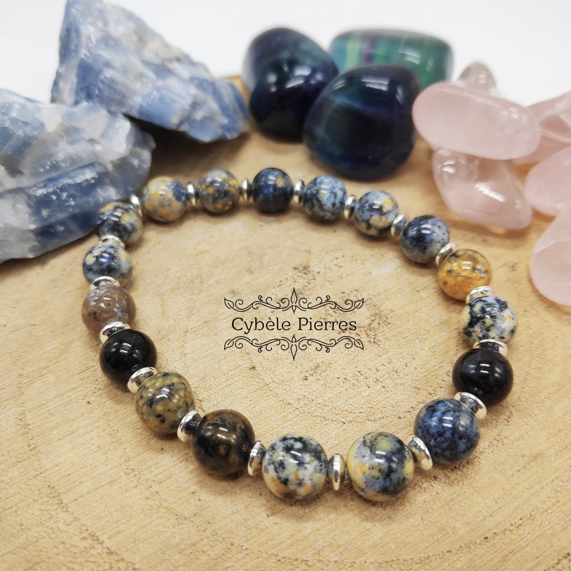 Bracelet Opale dendritique (Merlinite) - (8mm) - 18cm - Cybele Pierres