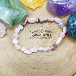 Bracelet Opale Rose (8mm irrégulière) - 17cm - Cybele Pierres