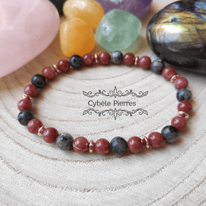 Bracelet Passé - Thulite et Larvikite (6mm) - 18cm - Cybele Pierres