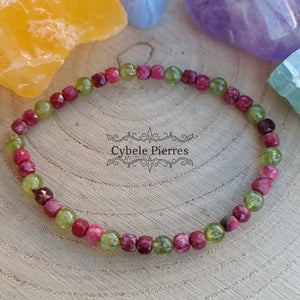 Bracelet Pastèque - Thulite et Péridot (4 et 6mm) - 18cm - Cybele Pierres