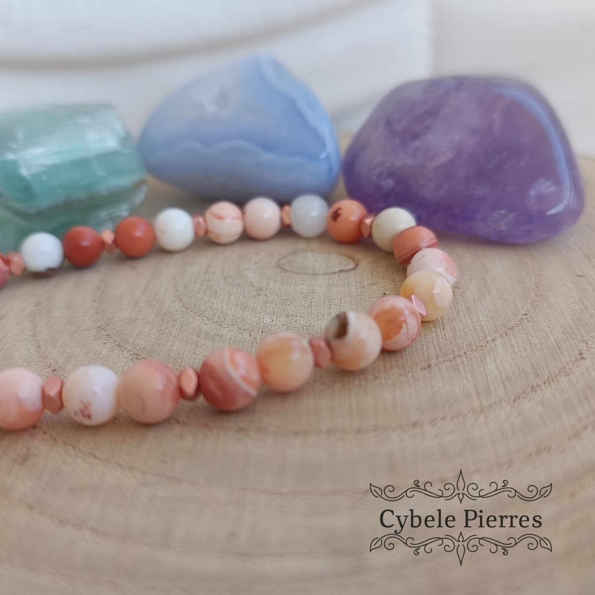 Bracelet Perspicacité - Opale de feu (6mm) - 18cm - Cybele Pierres