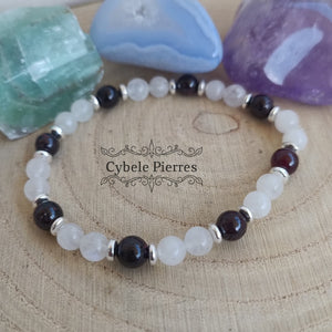 Bracelet Prestige - Grenat et Péristérite (6mm) - 18cm - Cybele Pierres