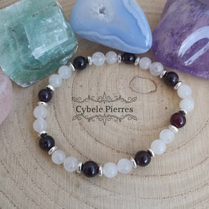 Bracelet Prestige - Grenat et Péristérite (6mm) - 18cm - Cybele Pierres