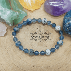 Bracelet Projets : Jaspe K2 et Fluorite bleue (6 et 8mm) - 17cm - Cybele Pierres