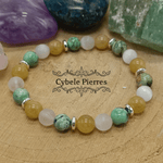 Bracelet Rayonnement - Héliodore, Sélénite et Variscite (8mm) - 19cm - Cybele Pierres