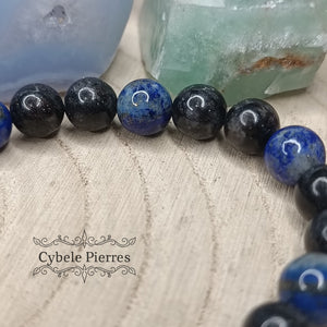 Bracelet Sagesse et Acceptation - Astrophyllite et Lapis - Lazuli (8mm) - 17cm - Cybele Pierres