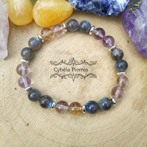 Bracelet Tranquillité - Labradorite et Amétrine (8mm) - 18cm - Cybele Pierres