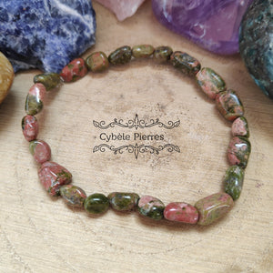 Bracelet Unakite - (8mm Irrégulière) - 18cm - Cybele Pierres