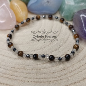 Bracelet Zeus - Oeil de tigre et Labradorite (2 et 4mm) - 17cm - Cybele Pierres