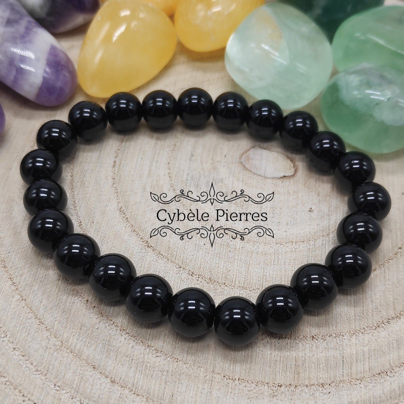 Bracelet Onyx (Agate Noire) - 8mm - 17cm