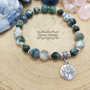 Bracelet Arbre de vie - Agate Arbre et Seraphinite (6 et 8mm)