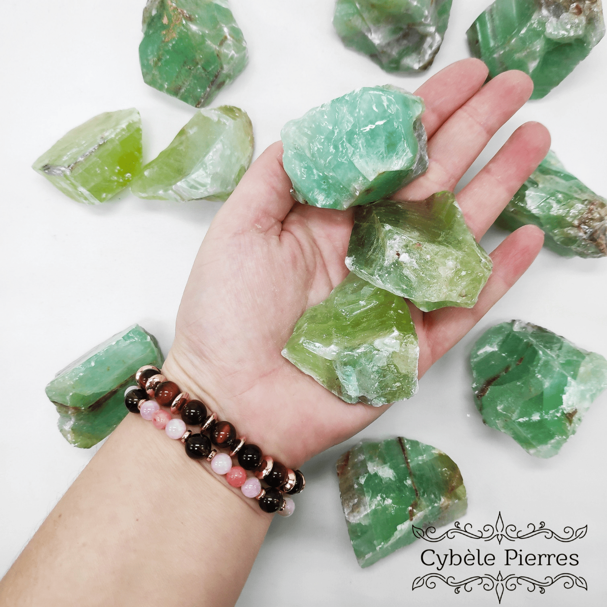 Calcite Verte – Pierre brute du Mexique | Apaisement et Clarté d'Esprit - Cybele Pierres