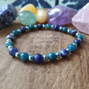 Bracelet Homme Playa - Apatite bleue, Sodalite et Hématite teintée (6mm) -19cm