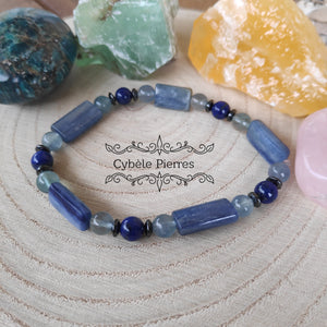 Bracelet Réalité - Cyanite, Lapis-Lazuli et Fluorite bleue (6 et 10mm) - 18cm
